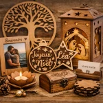Créations artisanales en bois Art Méka : arbre de vie, photophore, cadre photo et objets décoratifs personnalisés
