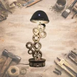 lampe industrielle artisanale en engrenages métal recyclé création Art Méka